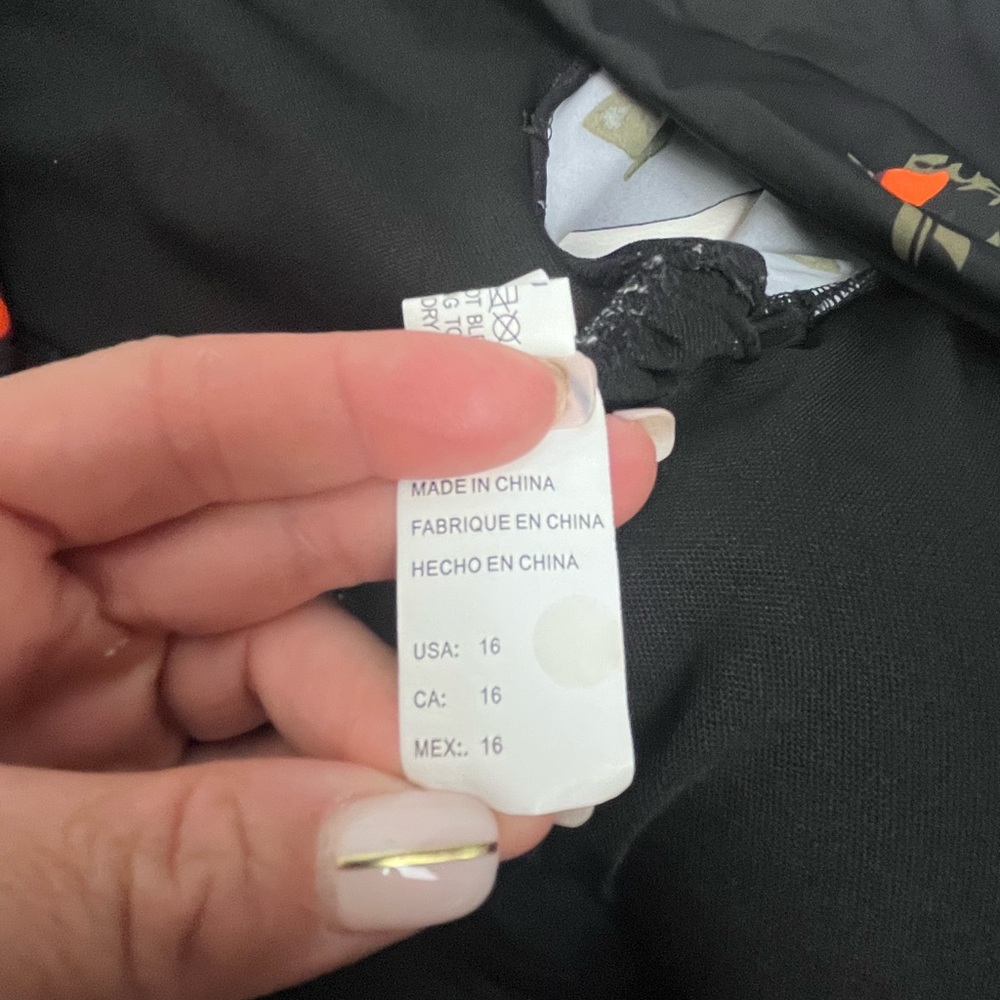 Cocoship Black and Orange Floral Tie-Front Swim Top - Picture 8 of 8